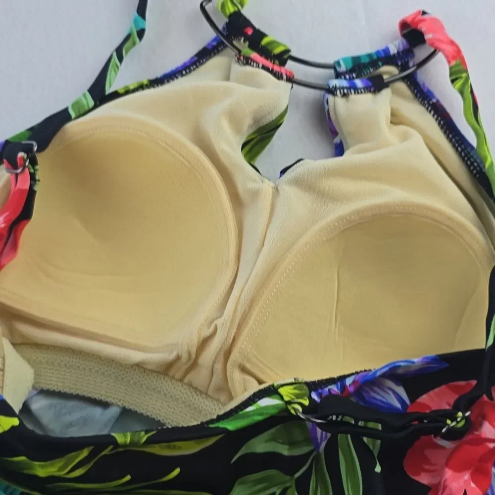 Miraclesuit NWT 4B Tankini‎ Top Black Floral And Magicsuit Brief Bottom Set Sz 8